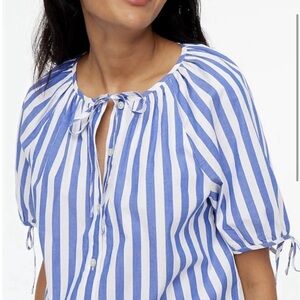 J. Crew Factory Blue/White Striped Blouse - 3X